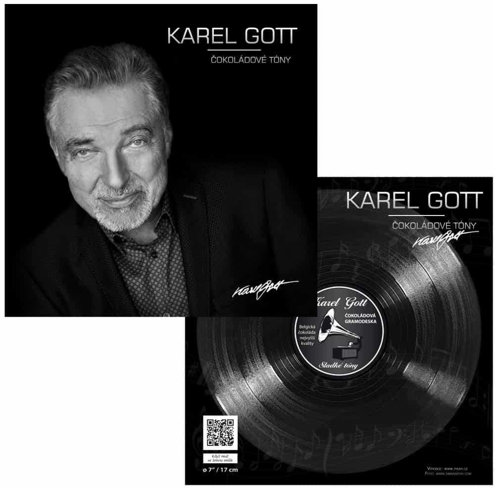 Fikar Čokoládová gramofonová deska 80g - Karel Gott, portrét (černá)