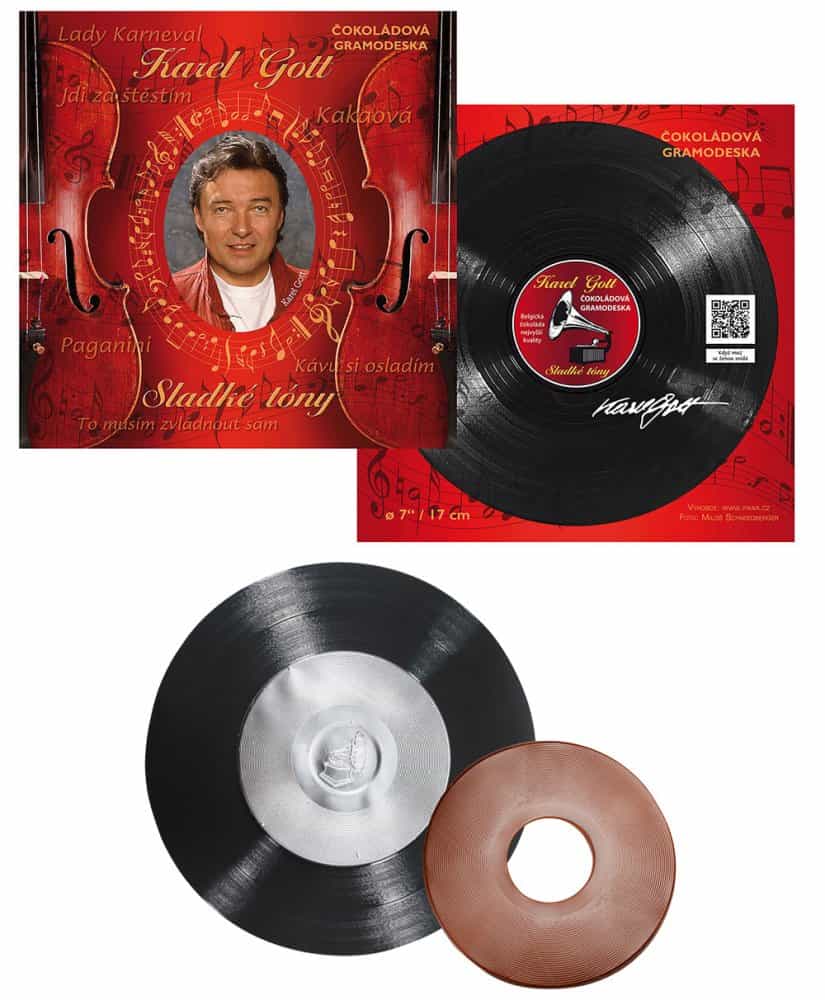 Fikar Čokoládová gramofonová deska 80g - Karel Gott, červený obal