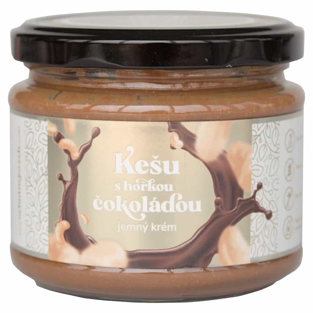 Jemný krém kešu s hořkou čokoládou