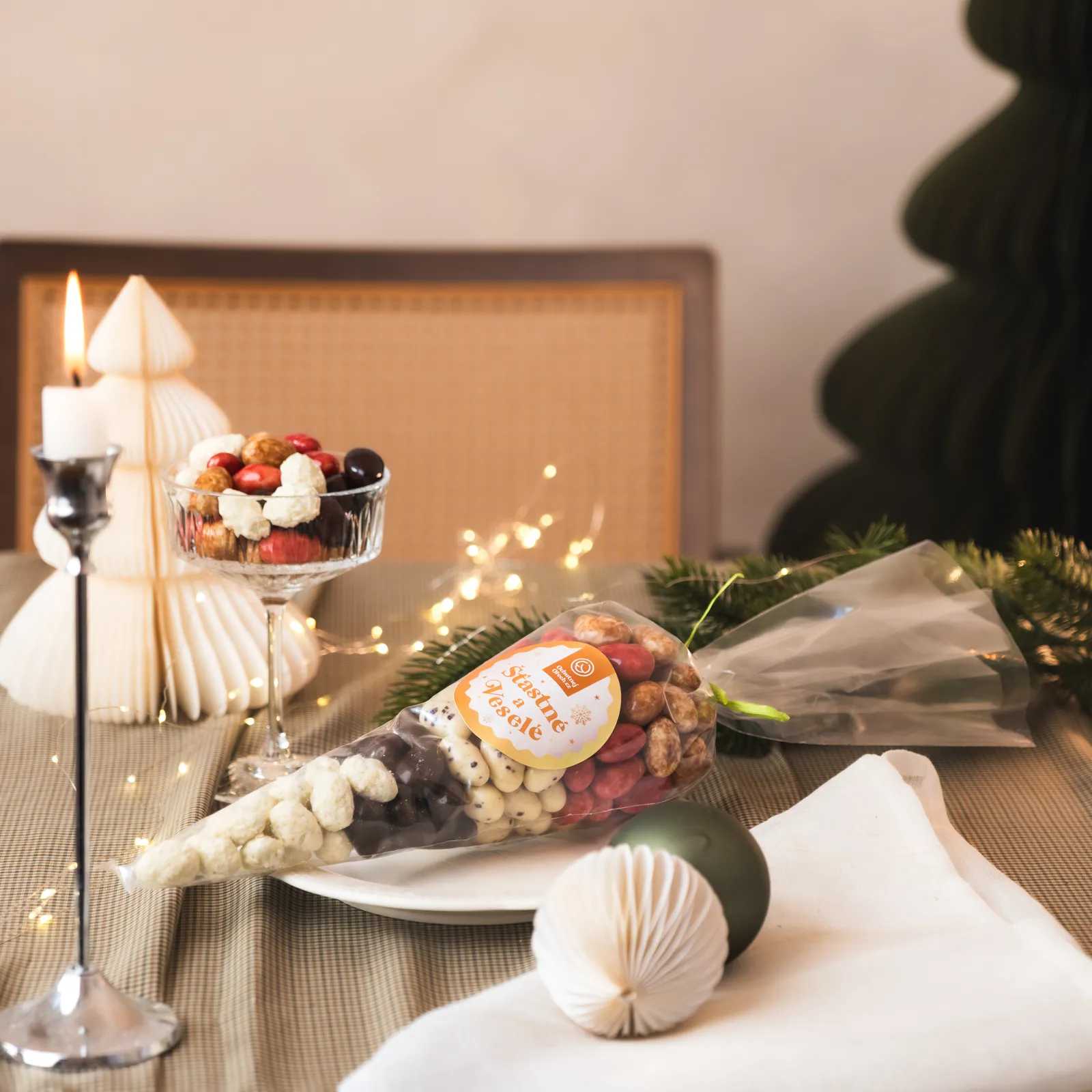 Dárkový kornout Šťastné a Veselé 600g