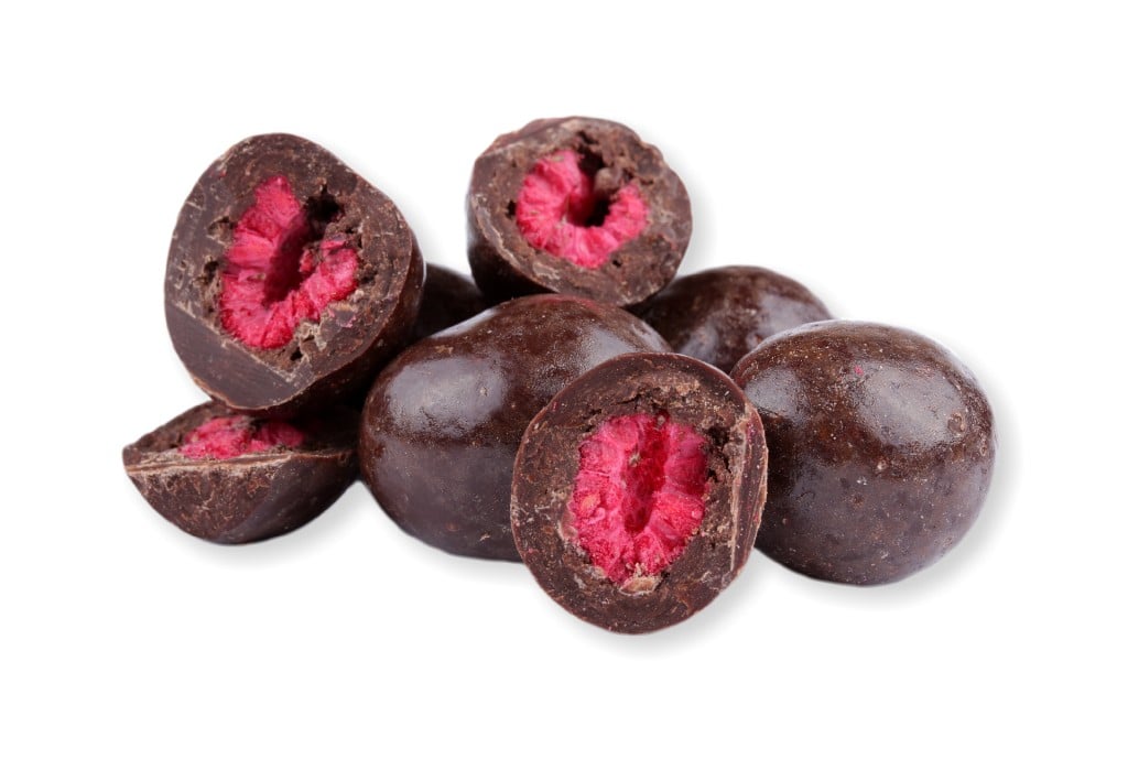 Lyofilizované maliny v hořké čokoládě (mrazem sušené)