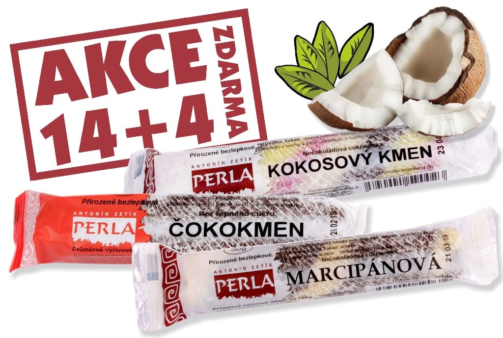 Akční balení tyčinek Kokosový kmen, Marcipán a Čokokmen bez cukru 14 + 4 zdarma
