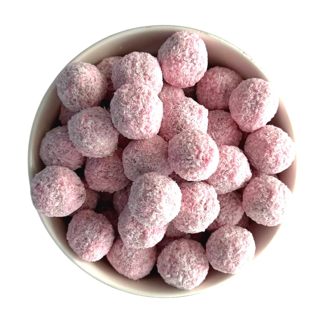 Jablečné kuličky s jahodovou polevou