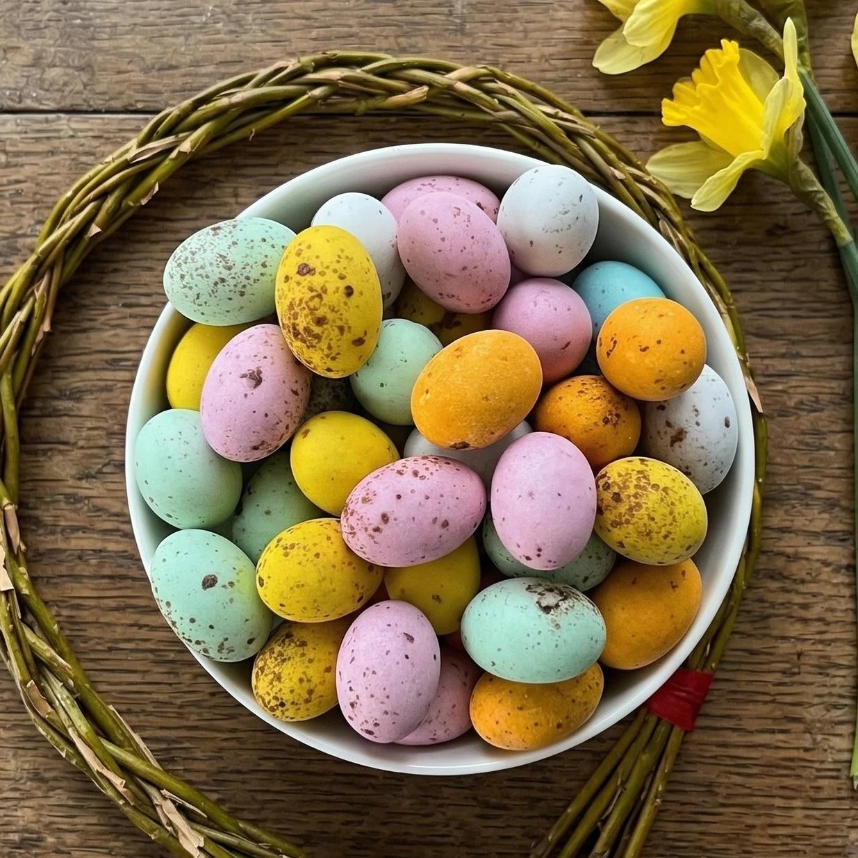 Barevná vajíčka s lískooříškovým krémem