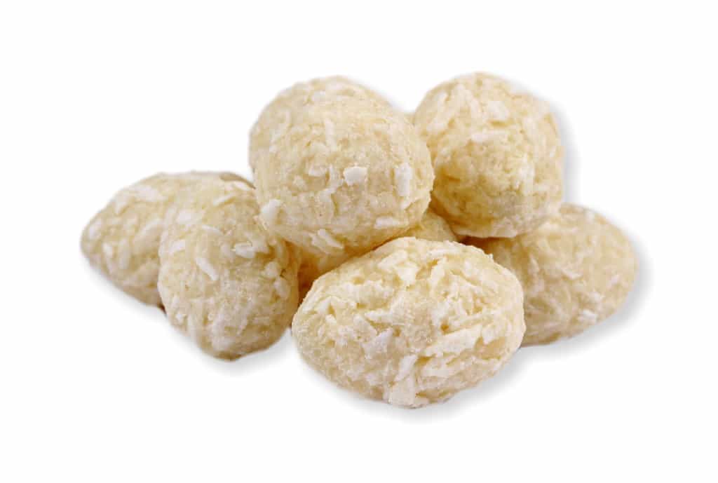 Mandle v bílé čokoládě s kokosem