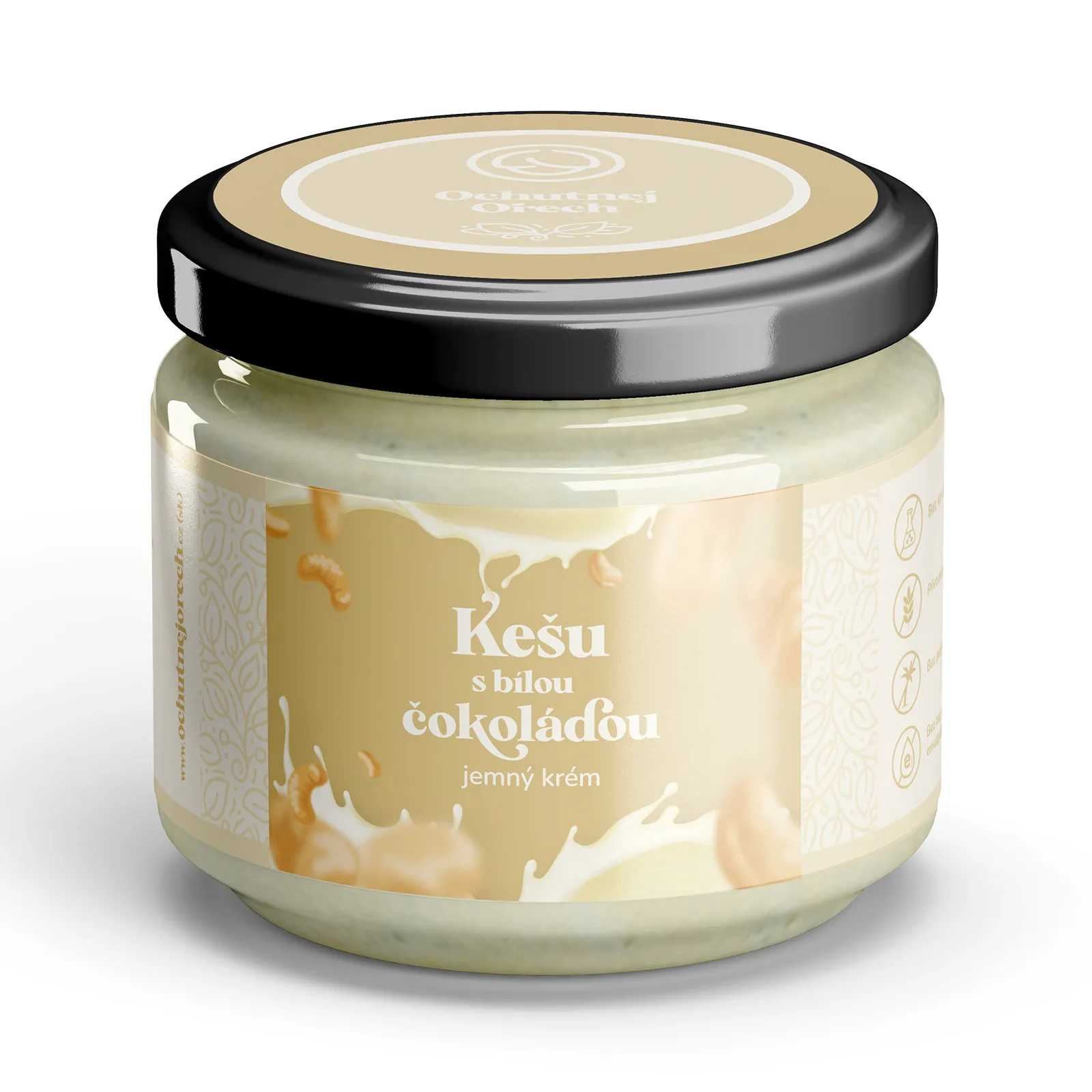 Jemný ořechový krém kešu s bílou čokoládou