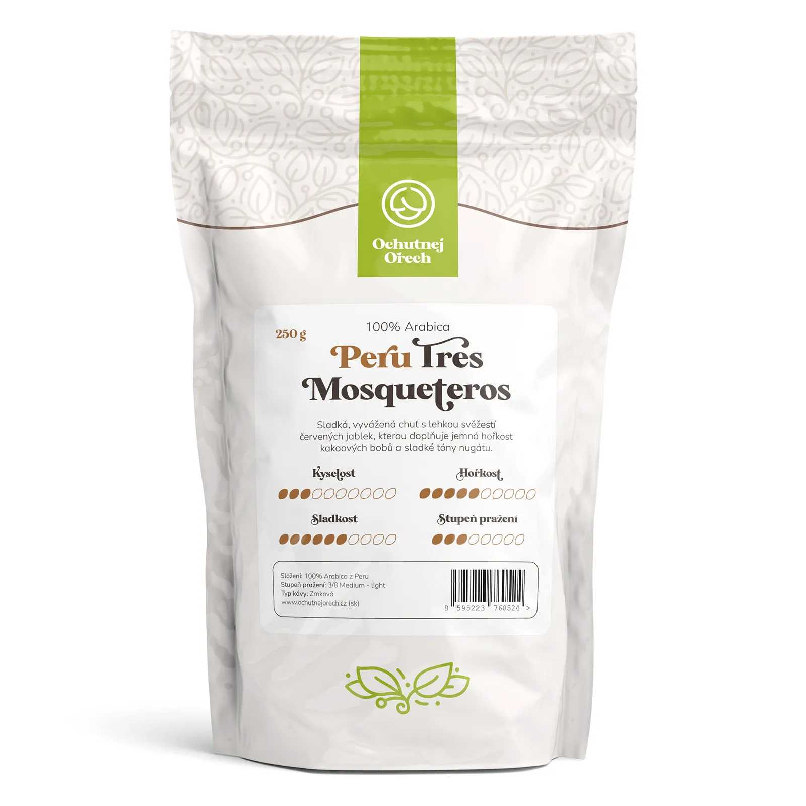 Káva Ochutnej Ořech Peru Tres Mosqueteros - zrnková