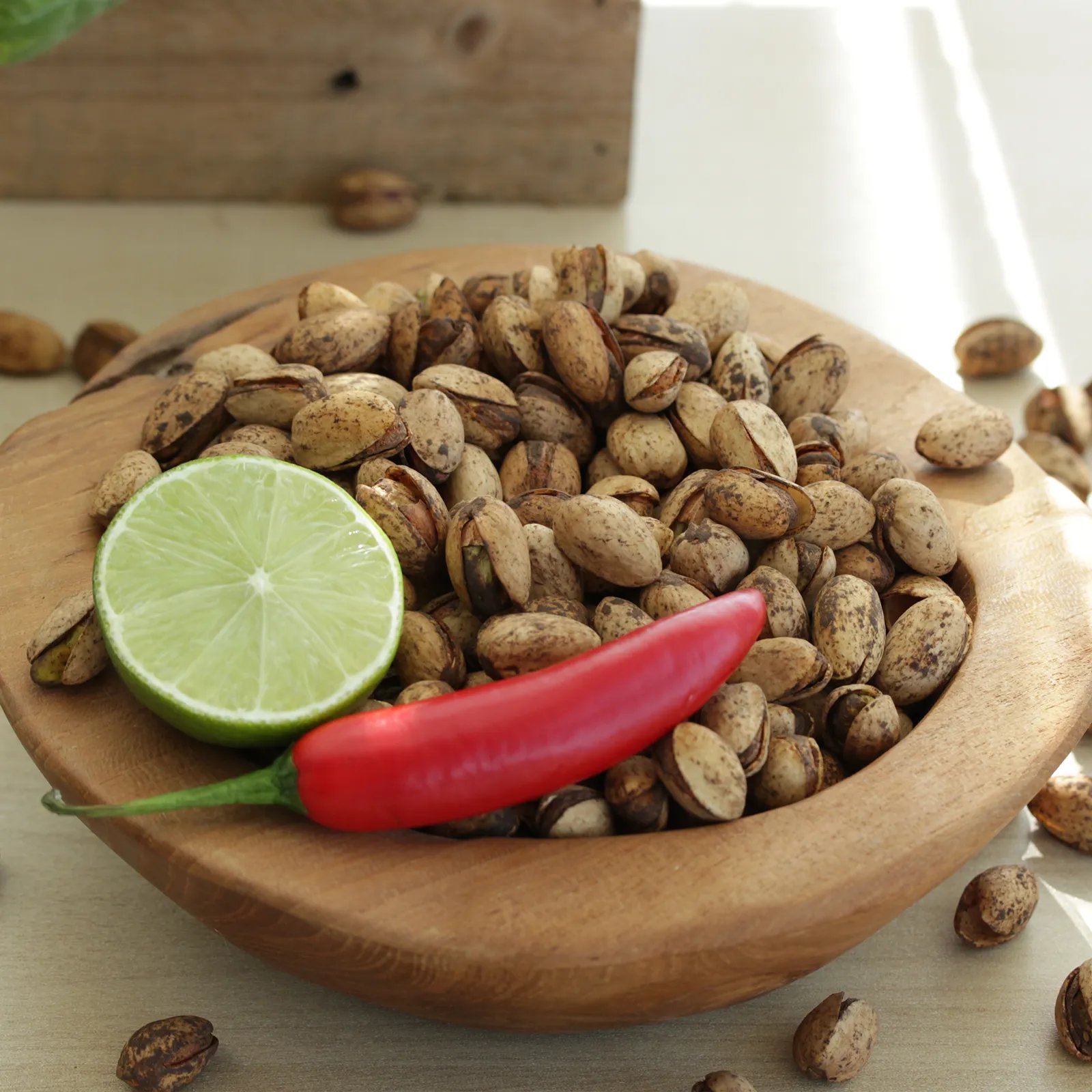 pistácie s chilli a limetkou