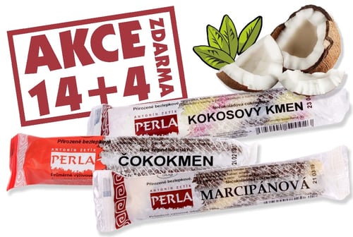 Levně Antonín Zetík PERLA Akční balení tyčinek Kokosový kmen, Marcipán a Čokokmen bez cukru 14 + 4 zdarma